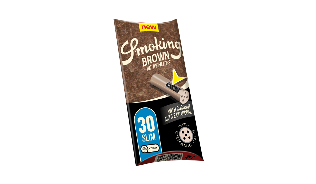 Smoking Filters Brown Active Charcoal Slim 30